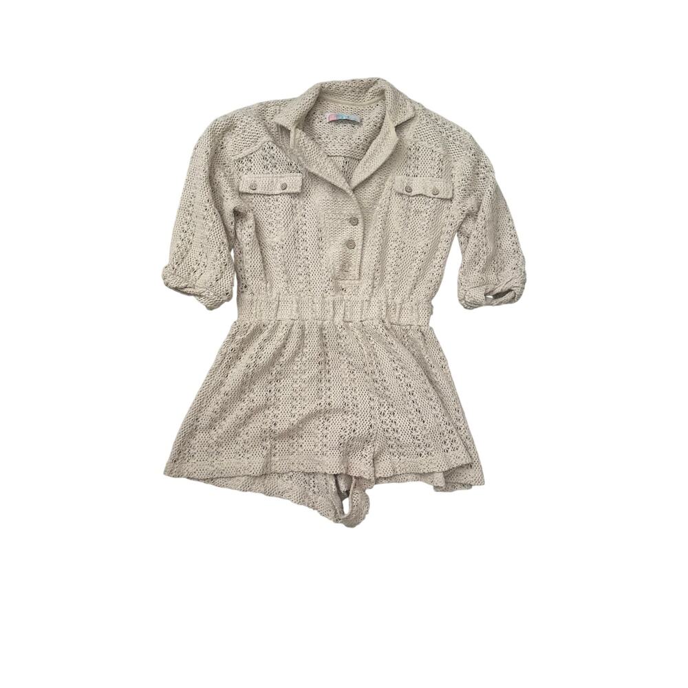 Free People FP Beach Ryan Crochet Romper Oatmeal Beige Cream Size XS Boho